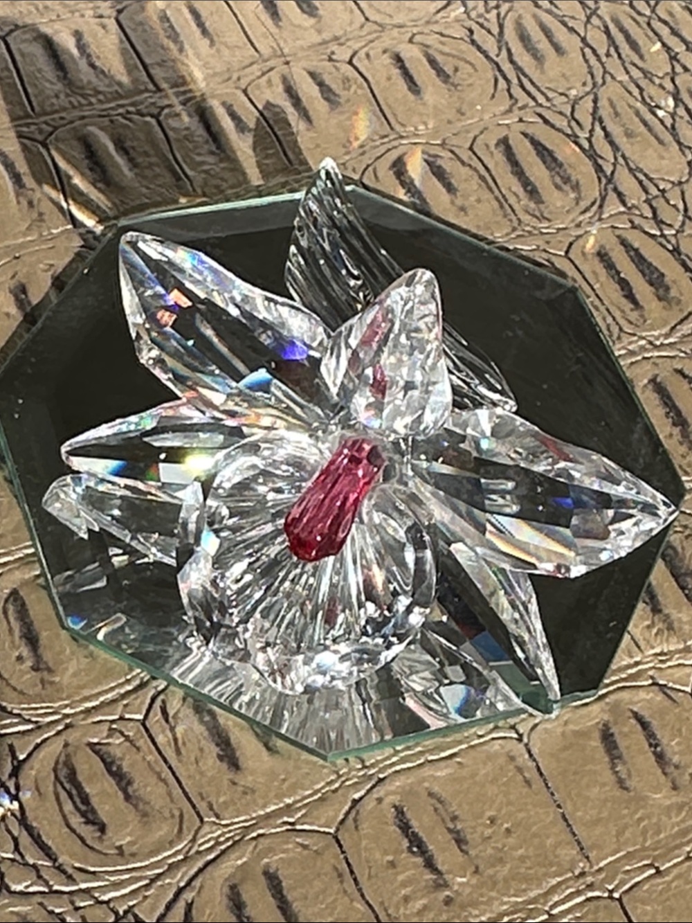 Swarovski Clear Crystal Orchid with Pink Accents
